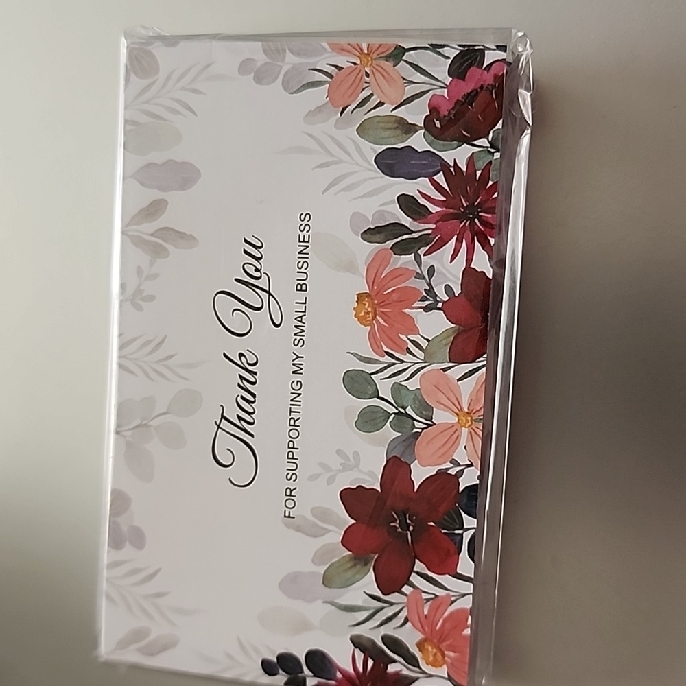 Thank You For Your Purchase PINK RED  FLOWER BUSINESS CARDS 50 COUNT
